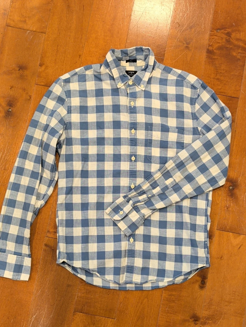 J. Crew Light Blue and White Gingham Button-Down Shirt